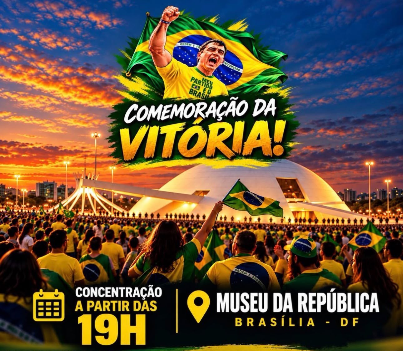 Apoiadores de Flávio convocam comemoração e cantam vitória antes do fechamento das urnas